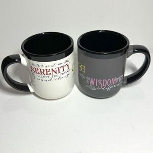 Abbey & CA Gift Coffee Mug 2pcs Serenity Wisdom & Courage Christian Prayer 16 oz